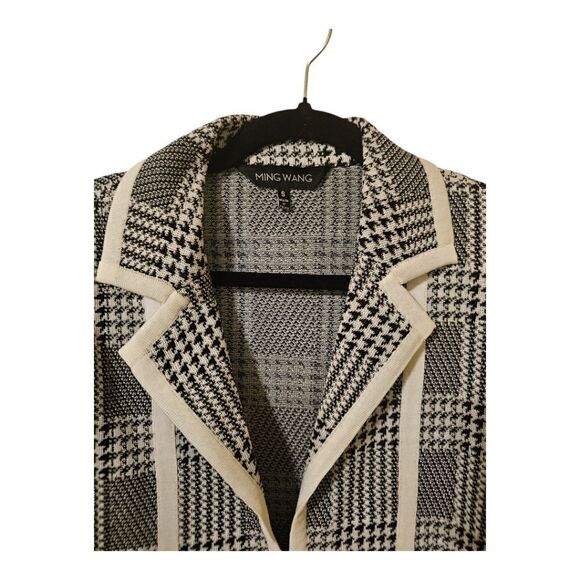 NWT MING WANG Black White Knit Houndstooth Plaid Jacket - Size Small - Picture 3 of 8